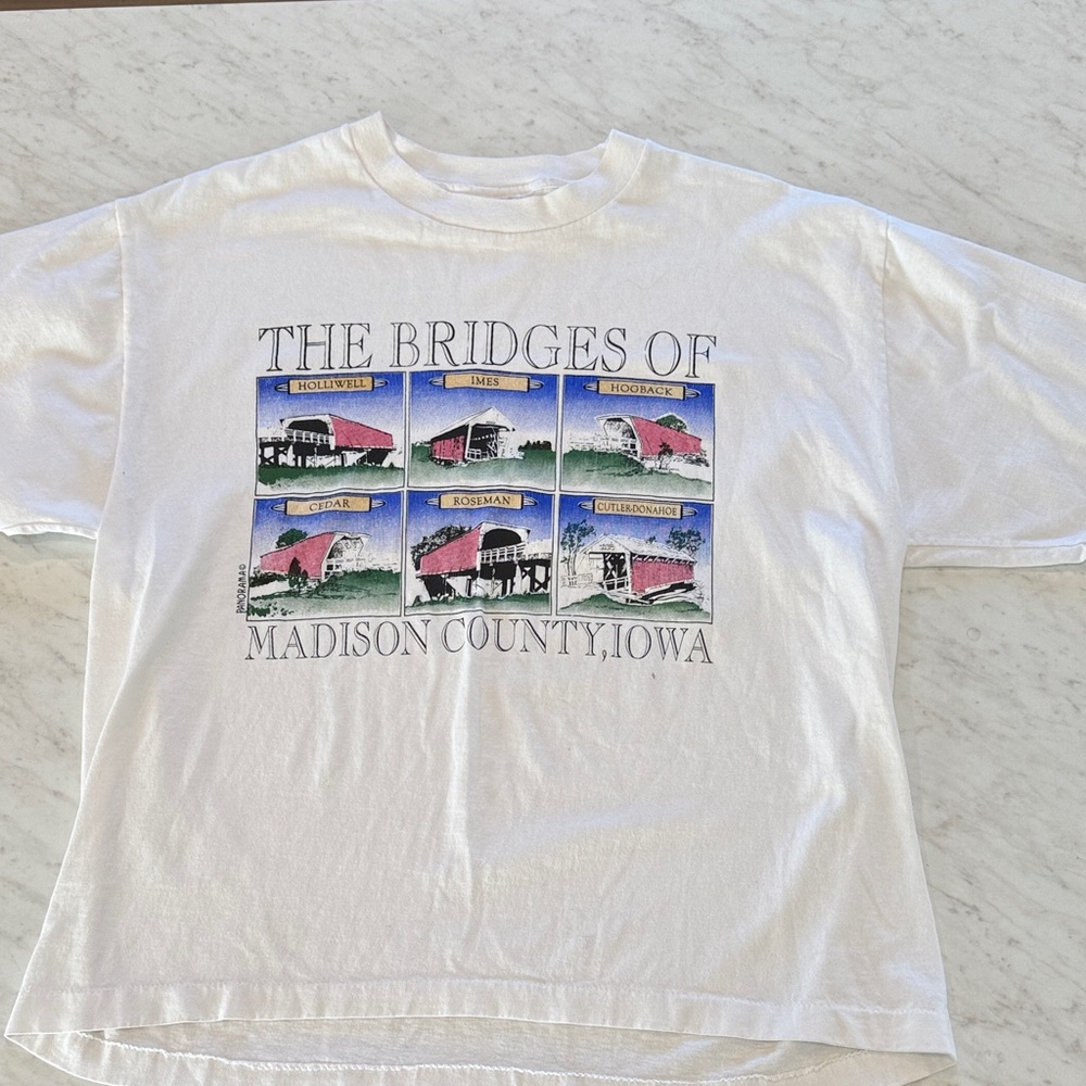 Vintage Madison County, Iowa 'The Bridges' Graphic Tee - White